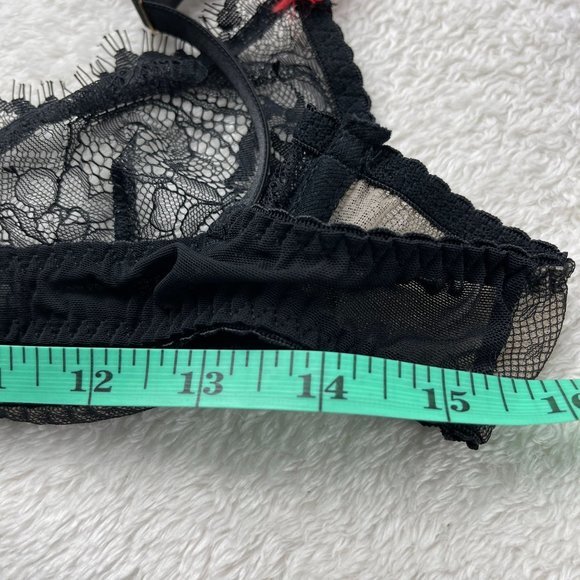 NEW Lover's Lane Lace Garterbelt Set Black Red Lingerie‎ Size L Stockings NWT - Picture 8 of 12